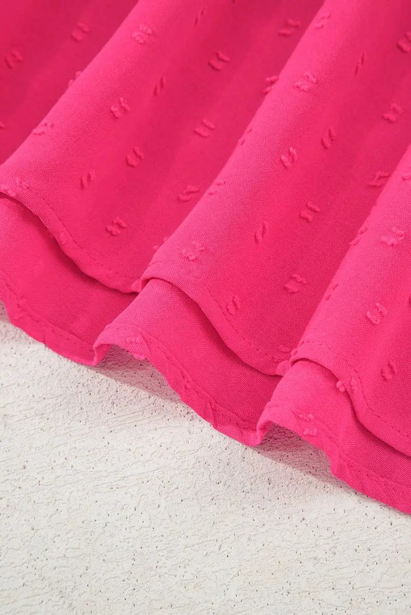 Sachet Pink Swiss Dot Smocked Frilled Neckline Plus Size Dress - Love Salve